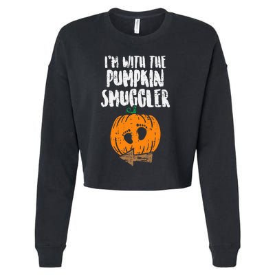 Im With The Pumpkin Smuggler Halloween Pregnancy Cropped Pullover Crew