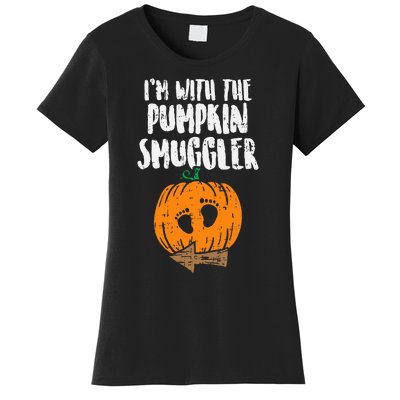 Im With The Pumpkin Smuggler Halloween Pregnancy Women's T-Shirt