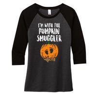 Im With The Pumpkin Smuggler Halloween Pregnancy Women's Tri-Blend 3/4-Sleeve Raglan Shirt