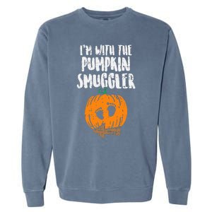 Im With The Pumpkin Smuggler Halloween Pregnancy Garment-Dyed Sweatshirt