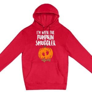 Im With The Pumpkin Smuggler Halloween Pregnancy Premium Pullover Hoodie