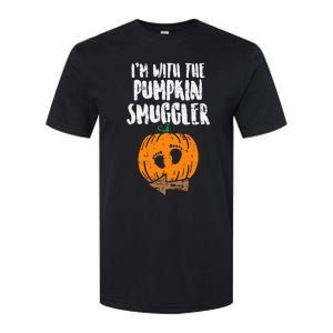 Im With The Pumpkin Smuggler Halloween Pregnancy Softstyle CVC T-Shirt