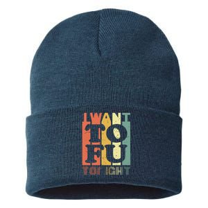 I Want Tofu Tonight Retro Funny Vegan Vegetarian Sustainable Knit Beanie