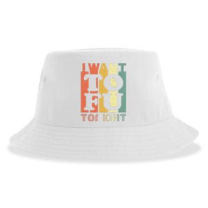 I Want Tofu Tonight Retro Funny Vegan Vegetarian Sustainable Bucket Hat