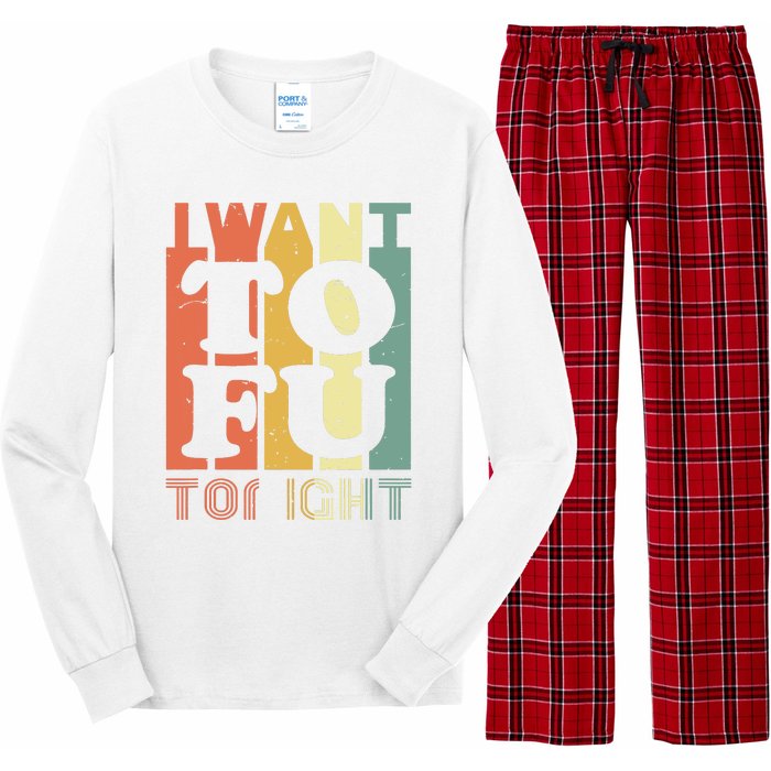 I Want Tofu Tonight Retro Funny Vegan Vegetarian Long Sleeve Pajama Set