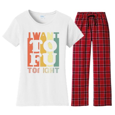 I Want Tofu Tonight Retro Funny Vegan Vegetarian Women's Flannel Pajama Set