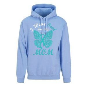 I Wear Teal For My Mom Cervical Cancer Awareness Gift Unisex Surf Hoodie