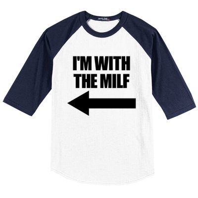 Im With The Milf Red Heart Pointing Arrow Love Hot Milf Gift Baseball Sleeve Shirt