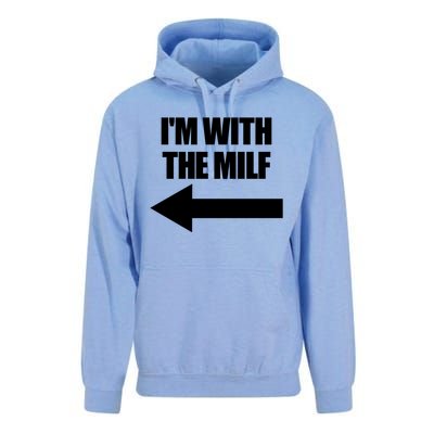 Im With The Milf Red Heart Pointing Arrow Love Hot Milf Gift Unisex Surf Hoodie