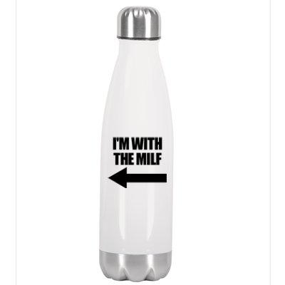 Im With The Milf Red Heart Pointing Arrow Love Hot Milf Gift Stainless Steel Insulated Water Bottle