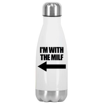 Im With The Milf Red Heart Pointing Arrow Love Hot Milf Gift Stainless Steel Insulated Water Bottle