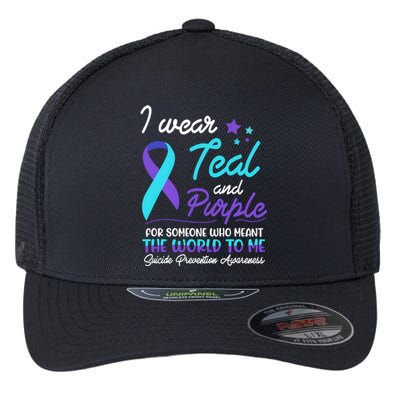 I Wear Teal And Purple The World To Me Suicide Prevention Awareness Flexfit Unipanel Trucker Cap