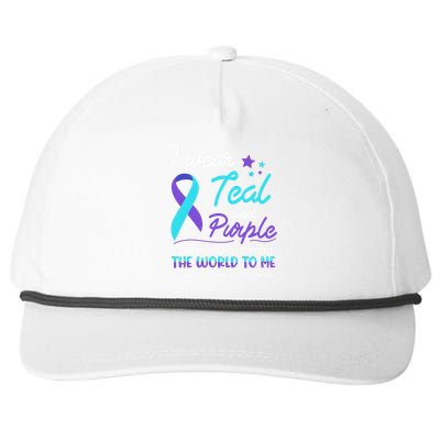 I Wear Teal And Purple The World To Me Suicide Prevention Awareness Snapback Five-Panel Rope Hat