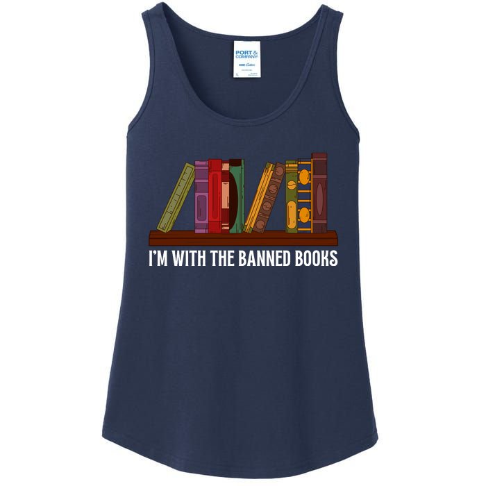 I'm With The Banned Books Design For A Literature Teacher Ladies Essential Tank