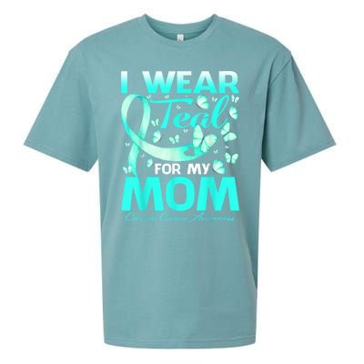 I Wear Teal For My Mom Cervical Cancer Awareness Gift Sueded Cloud Jersey T-Shirt