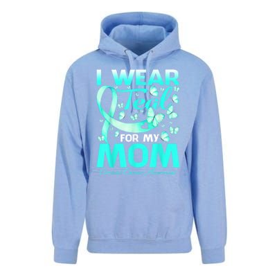 I Wear Teal For My Mom Cervical Cancer Awareness Gift Unisex Surf Hoodie