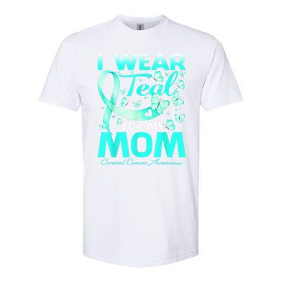 I Wear Teal For My Mom Cervical Cancer Awareness Gift Softstyle CVC T-Shirt