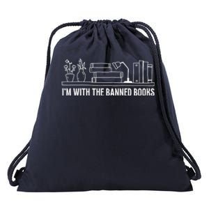 I'm With The Banned Book Lovers Political Statement Drawstring Bag