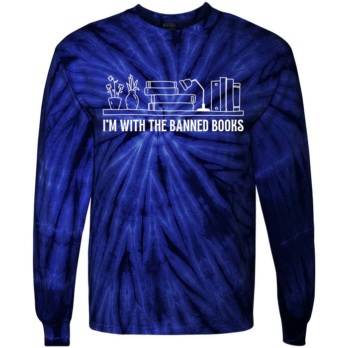 I'm With The Banned Book Lovers Political Statement Tie-Dye Long Sleeve Shirt