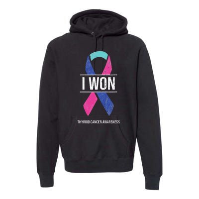 I Won Thyroid Cancer Awareness Thyroid Cancer Ribbon Premium Hoodie