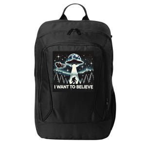 I Want To Believe Funny Ufo Bigfoot Santa Christmas Design City Backpack