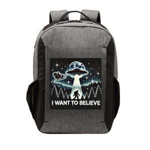 I Want To Believe Funny Ufo Bigfoot Santa Christmas Design Vector Backpack