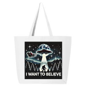 I Want To Believe Funny Ufo Bigfoot Santa Christmas Design 25L Jumbo Tote