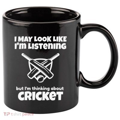 I Was Thinking About Cricket Sport Ball Game 11oz C Handle Ceramic Mug