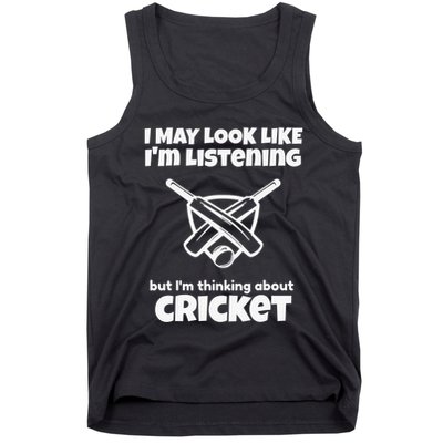 I Was Thinking About Cricket Sport Ball Game Tank Top
