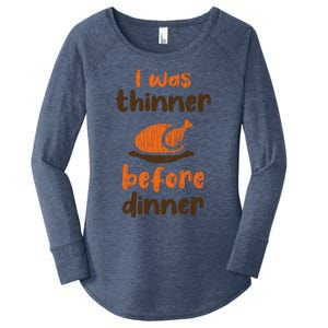 I Was Thinner Before Dinner Fun Thanksgiving Turkey Graphic Gift Women's Perfect Tri Tunic Long Sleeve Shirt