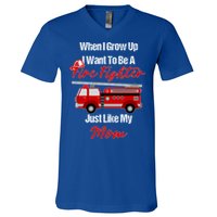 I Want To Be A Fire Fighter Just Like My Mom Hero Gift V-Neck T-Shirt