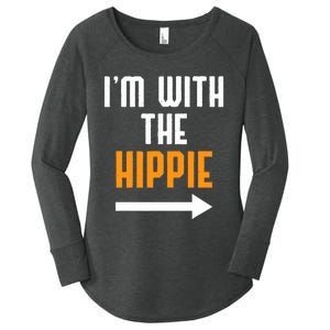 Im With The Hippie Costume Funny Halloween Couple Women's Perfect Tri Tunic Long Sleeve Shirt