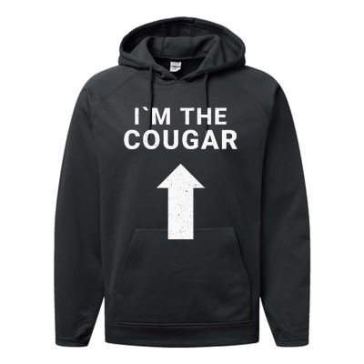 I´m With The Cougar Humor Halloween Birthday Gift Performance Fleece Hoodie