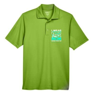 I Wear Teal For My Mom Cervical Cancer Awareness Cool Gift Men's Origin Performance Pique Polo