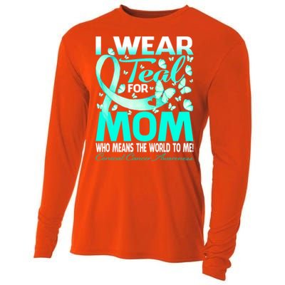 I Wear Teal For My Mom Cervical Cancer Awareness Cool Gift Cooling Performance Long Sleeve Crew