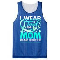 I Wear Teal For My Mom Cervical Cancer Awareness Cool Gift Mesh Reversible Basketball Jersey Tank