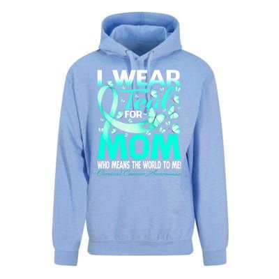 I Wear Teal For My Mom Cervical Cancer Awareness Cool Gift Unisex Surf Hoodie