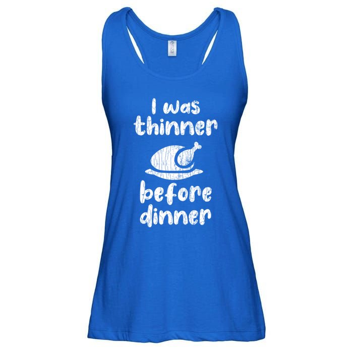 I Was Thinner Before Dinner Fun Thanksgiving Turkey Graphic Gift Ladies Essential Flowy Tank