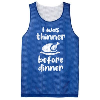 I Was Thinner Before Dinner Fun Thanksgiving Turkey Graphic Gift Mesh Reversible Basketball Jersey Tank