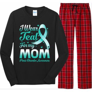 I Wear Teal For My Mom Panic Disorder Awareness Ribbon Gift Long Sleeve Pajama Set