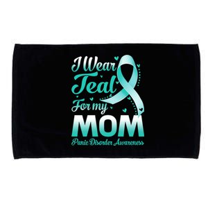 I Wear Teal For My Mom Panic Disorder Awareness Ribbon Gift Microfiber Hand Towel