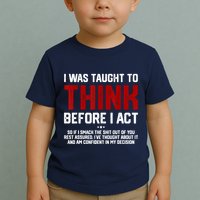 I Was Taught To Think Before I Act Funny Sarcastic Saying Toddler T-Shirt