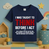 I Was Taught To Think Before I Act Funny Sarcastic Saying Toddler T-Shirt