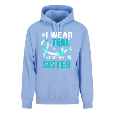 I Wear Teal My For Sister Ovarian Cancer Awareness Unisex Surf Hoodie