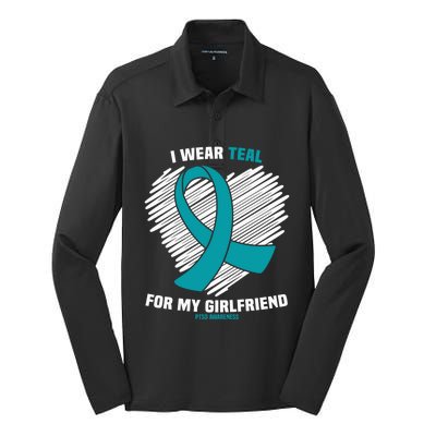 I Wear Teal For My Friend Ptsd Awareness Gift Silk Touch Performance Long Sleeve Polo