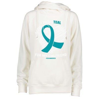 I Wear Teal For My Friend Ptsd Awareness Gift Womens Funnel Neck Pullover Hood