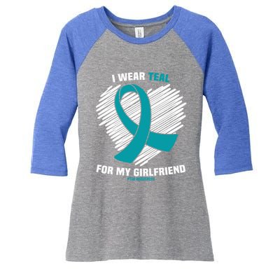 I Wear Teal For My Friend Ptsd Awareness Gift Women's Tri-Blend 3/4-Sleeve Raglan Shirt