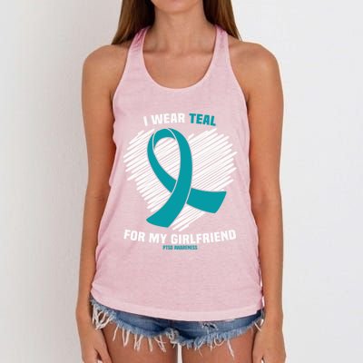 I Wear Teal For My Friend Ptsd Awareness Gift Women's Knotted Racerback Tank