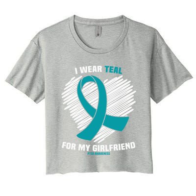 I Wear Teal For My Friend Ptsd Awareness Gift Women's Crop Top Tee