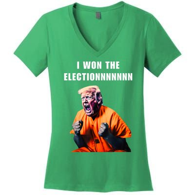 I Won The ElectionFunny Trump Prisoner Halloween Costume Women's V-Neck T-Shirt